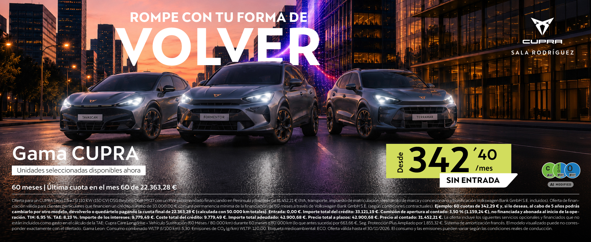 Este verano, llévate un CUPRA desde 342,29€/mes*